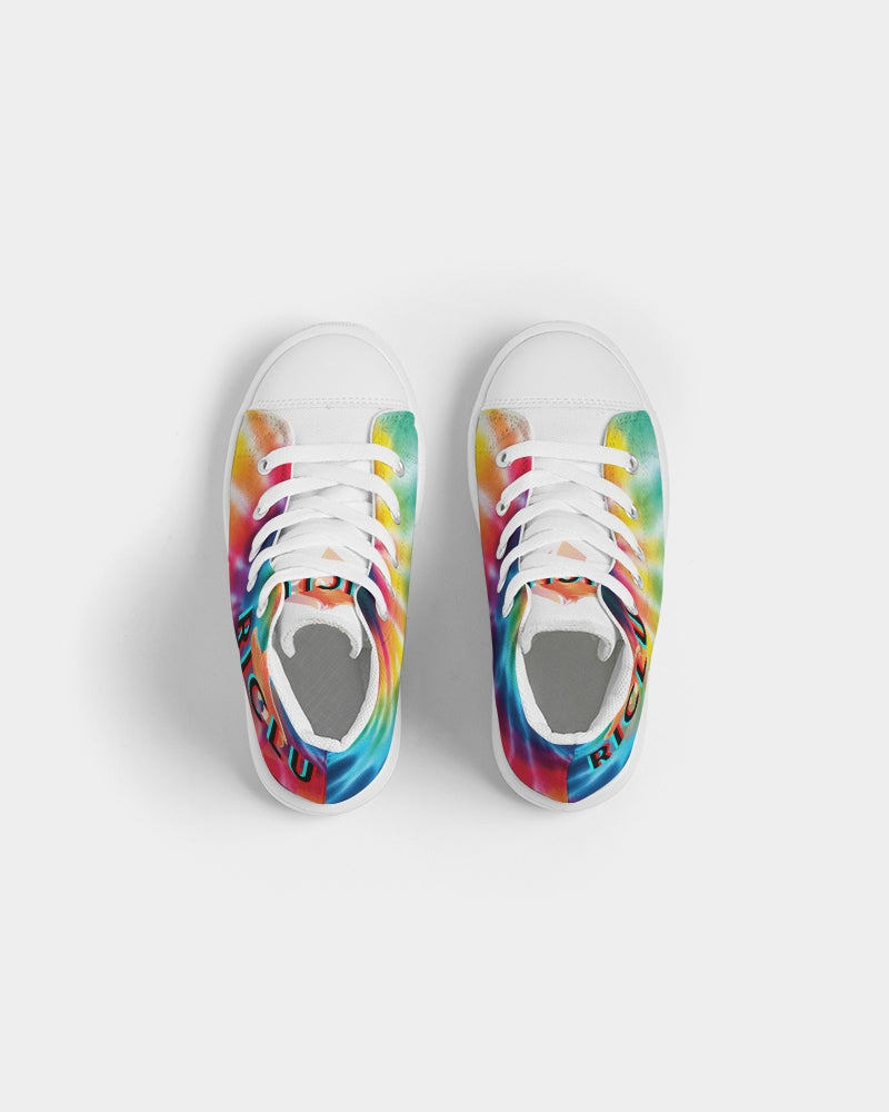 Summer Happiness by RicLu Kids Hightop Canvas Shoe 