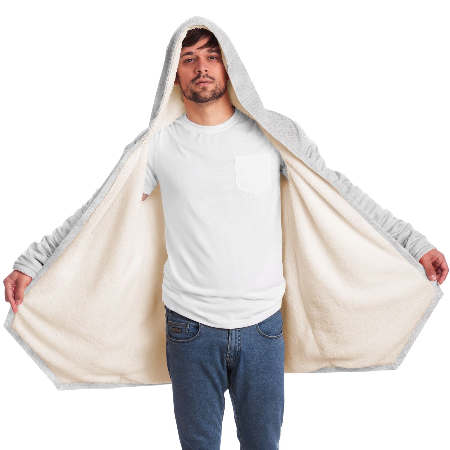 Fluffy White Microfleece Cloak 